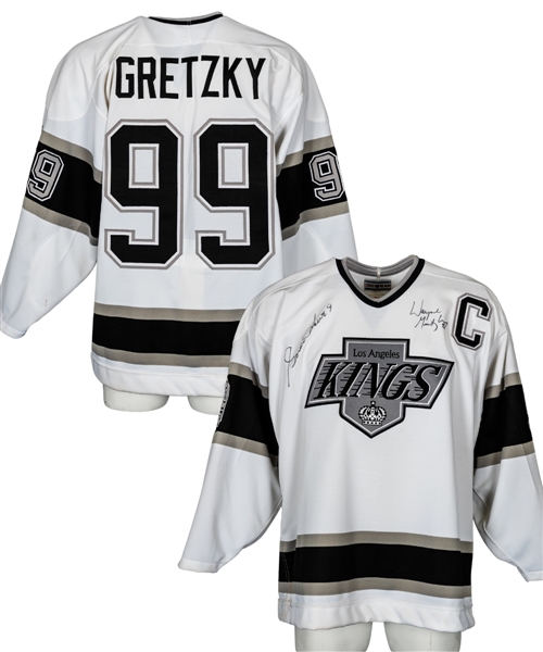 Wayne Gretzky and Gordie Howe Dual-Signed Los Angeles Kings Pro On-Ice Style Jersey with Shawn Chaulk LOA 