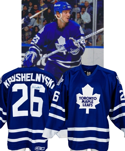 Mike Krushelnyskis 1993-94 Toronto Maple Leafs Signed Game-Worn Playoffs Jersey 