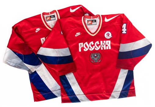 Mid-to-Late-1990s Russian National Team Game-Worn Jersey Collection of 2
