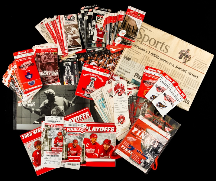 Detroit Red Wings 1990-2008 Hockey Ticket Collection of 300+ Including Numerous Playoff/Stanley Cup Examples