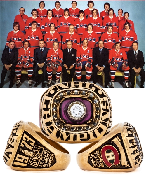 Montreal Canadiens 1972-73 Stanley Cup Championship 10K Gold Salesmans Sample Ring with LOA