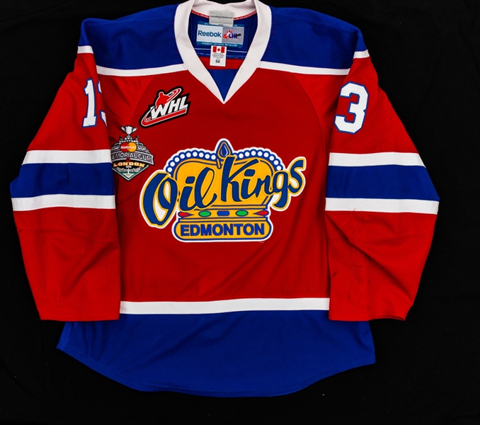 Brandon Baddocks 2013-14 Signed WHL Edmonton Oil Kings Game-Worn Jersey - Team Repairs!