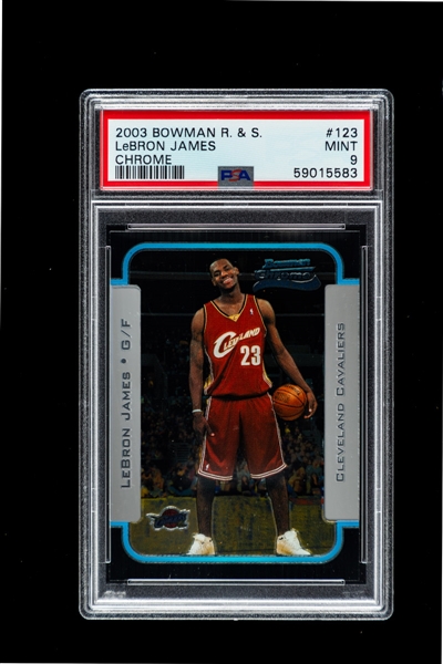 2003-04 Bowman Rookies and Stars Chrome Basketball Card #123 LeBron James Rookie - Graded PSA 9