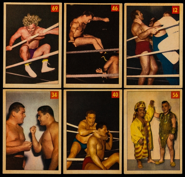 1954-55 Parkhurst Wrestling Complete 75-Card Set
