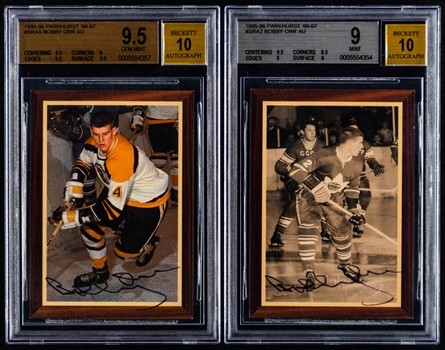 1995-96 Parkhurst 66-67 Super Rookie Signed Limited-Edition Bobby Orr Hockey Cards Complete Set of 5 (/500)- All Beckett Graded