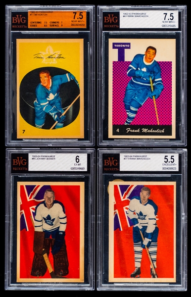 1954-55 to 1971-72 Parkhurst, O-Pee-Chee and Topps Toronto Maple Leafs Hockey Cards (8) - Includes Horton, Mahovlich, Bower, Sittler & Others - All Beckett Graded