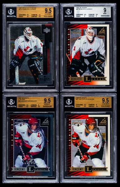 1997-98 Black Diamond and Zenith Graded Hockey Rookie Cards (12) of Roberto Luongo, Vincent Lecavalier and Alex Tanguay