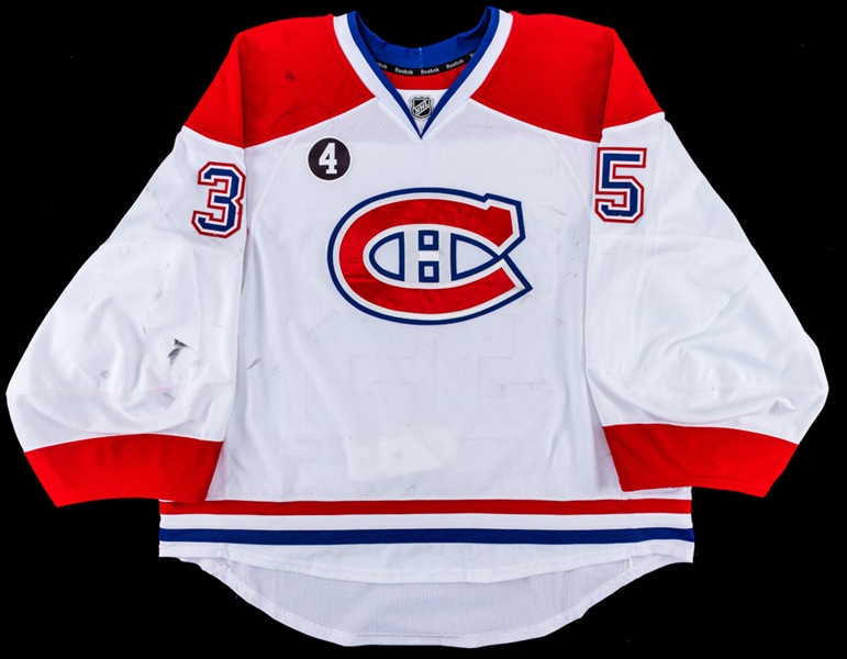 Dustin Tokarskis 2014-15 Montreal Canadiens Game-Worn Jersey with Team LOA - Beliveau Memorial Patch! - Photo-Matched!