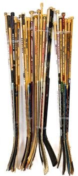 Comprehensive Collection of 24 Game-Used Goaltenders Sticks Including Vanbiesbrouck, Resch, Barrasso, Casey and Others 