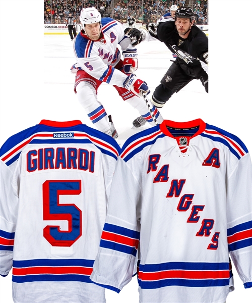 Dan Girardis 2012-13 New York Rangers Alternate Captains Game-Worn Jersey with LOA - Photo-Matched!