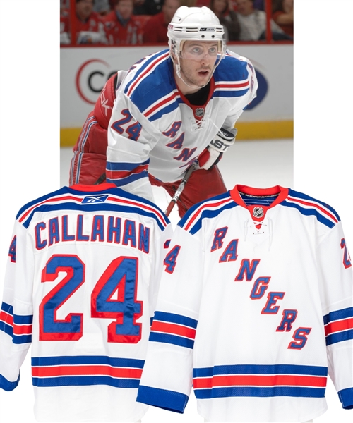Ryan Callahans 2008-09 New York Rangers Game-Worn Playoffs Jersey with LOA - Photo-Matched!
