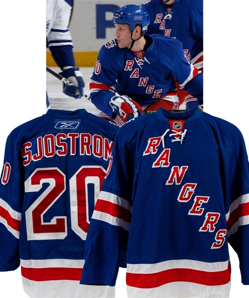 Fredrik Sjöströms 2008-09 New York Rangers “Andy Bathgate/Harry Howell Retirement Night” Game-Worn First Period Jersey with LOA	