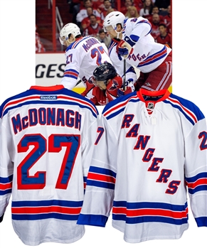 Ryan McDonaghs 2012-13 New York Rangers Game-Worn Playoffs Jersey with LOA - Photo-Matched!