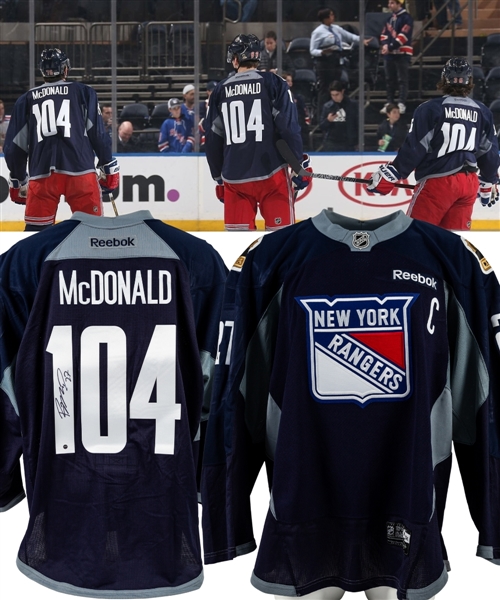 Ryan McDonaghs 2016-17 New York Rangers "Steven McDonald Tribute" Signed Warm-Up Worn Captains Jersey with LOA