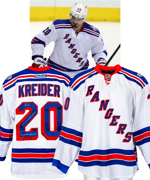 Chris Kreiders 2013-14 New York Rangers Stanley Cup Finals Signed Game-Worn Jersey with Steiner LOA - Photo-Matched to Game 2!