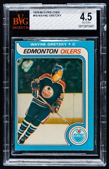 1979-80 O-Pee-Chee Hockey Card #18 HOFer Wayne Gretzky Rookie - Graded BVG 4.5