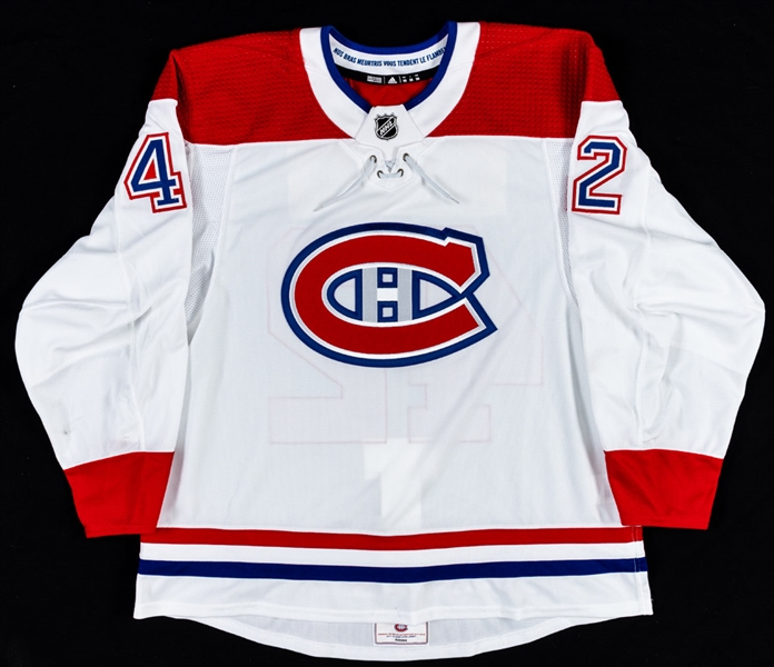 Byron Froeses 2017-18 Montreal Canadiens "1909 Set" Game-Worn Away Jersey with Team LOA