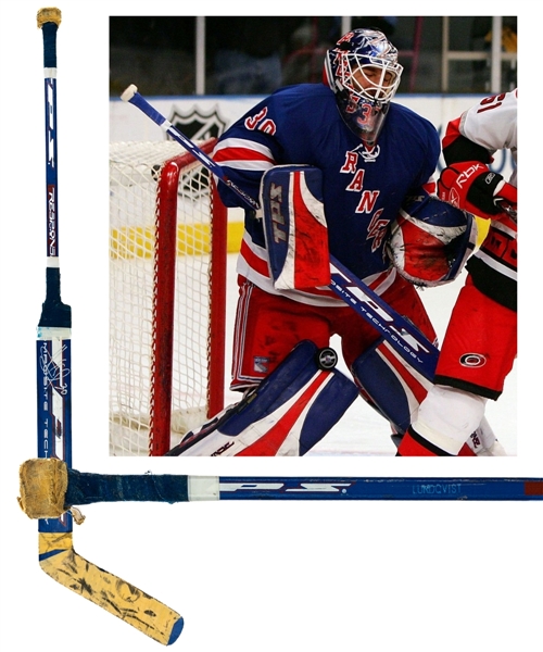 Henrik Lundqvists Mid-to-Late-2000s New York Rangers Signed TPS Response Lite Game-Used/Practice Stick