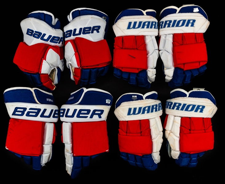 New York Rangers Early-2010s Game-Used Gloves Collection of 4 Including Ryan Callahan, Derek Stepan and Marc Staal with LOAs 