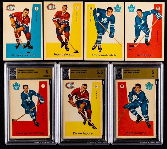 1959-60 Parkhurst Hockey Complete 50-Card Mid-Grade Set Including Graded Cards (4)