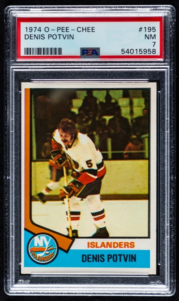 1974-75 O-Pee-Chee Hockey Card #195 HOFer Denis Potvin Rookie - Graded PSA 7