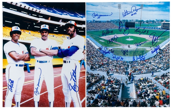Montreal Expos 1981 Multi-Signed Photo by 13 Including Dawson, Rogers, Valentine, Cromartie, Parrish and Lee) Plus Dawson/Cromartie/Valentine Triple-Signed Photo