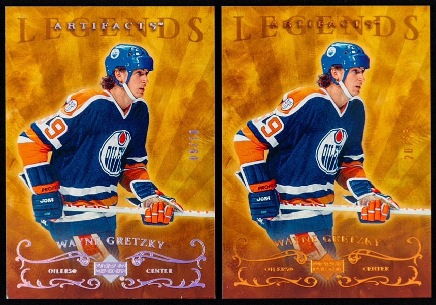 2006-07 to 2016-17 Upper Deck Artifacts Hockey Cards (13) of HOFer Wayne Gretzky Including 2006-07 Platinum #141 (9/10), Bronze (20/25) and Gold (40/50)