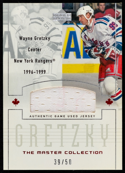 2000 Upper Deck Wayne Gretzky The Master Collection Hockey Cards (25) Including Authentic Game Used Jersey Card #C-NY1 (39/50)