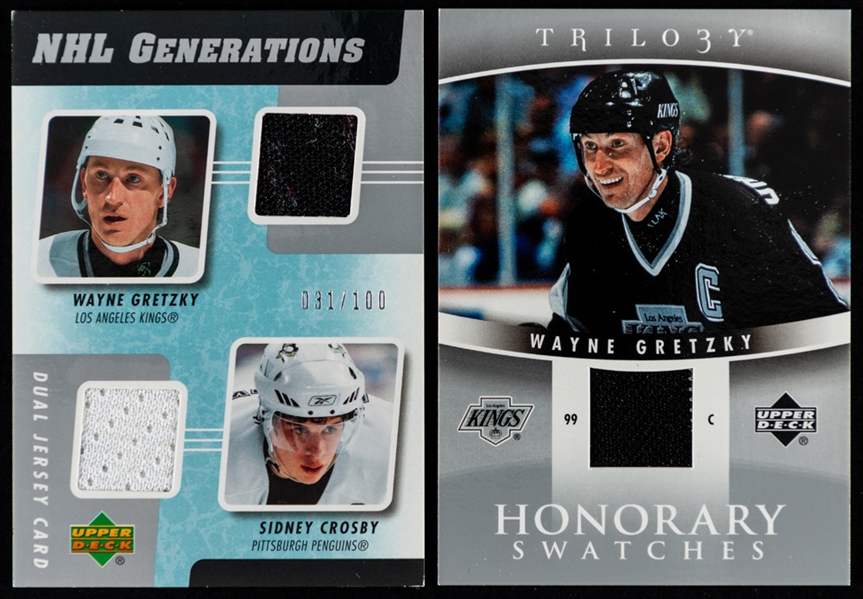 2006-07 Upper Deck NHL Generations/Ultimate Dual Jerseys/Honorary Swatches/Game Jersey & Others Hockey Cards (7) of HOFer Wayne Gretzky