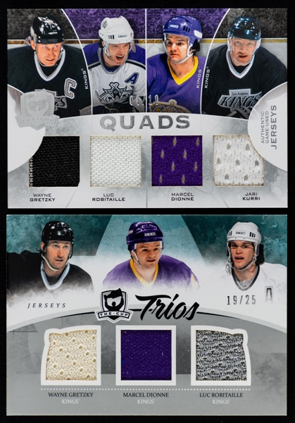 2008-09 to 2015-16 Upper Deck The Cup Quads Jerseys/Trios Jerseys & Others Hockey Cards (6) of HOFer Wayne Gretzky