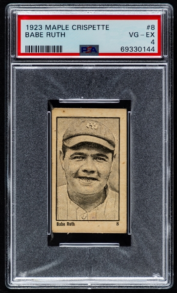 1923 Maple Crispette V117 Baseball Card #8 HOFer Babe Ruth - Graded PSA 4