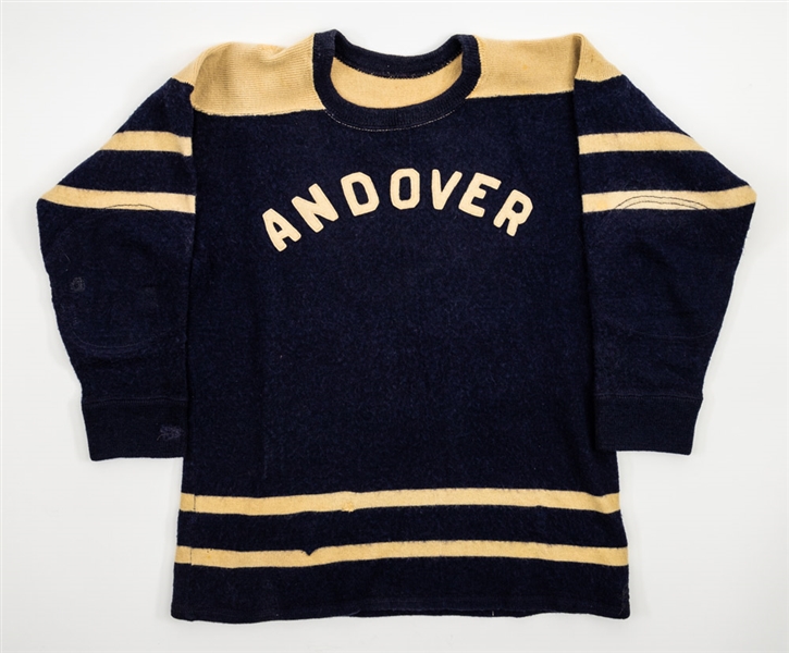 Vintage 1930s Phillips Academy (Andover) Wool Hockey Jersey - The Brent Sobie Antique Hockey and Baseball Collection