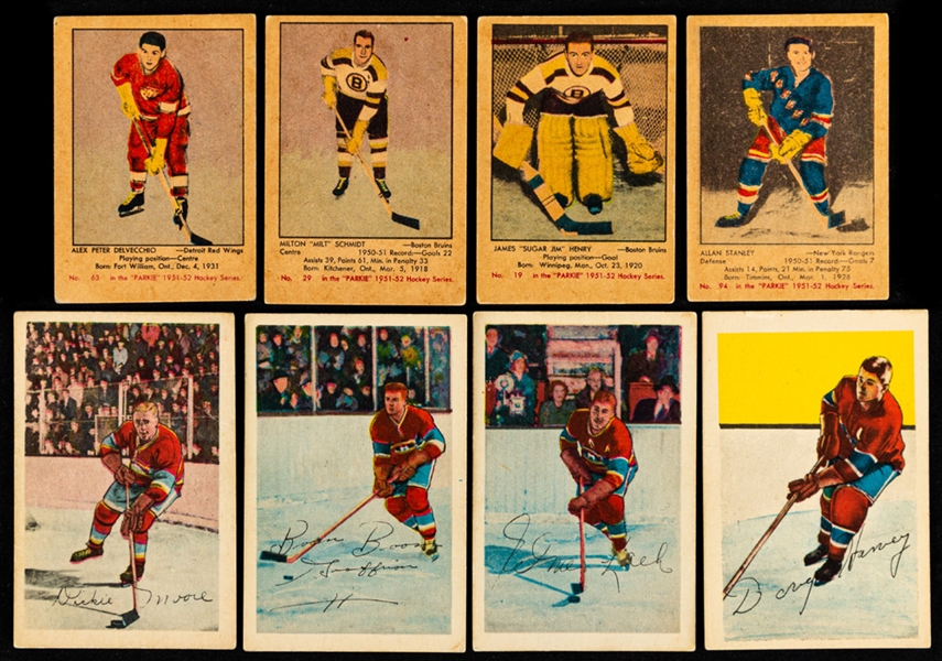 1951-52 Parkhurst Hockey Cards (59) and 1952-53 Parkhurst Hockey Cards (21) Plus Assorted Cards (9)