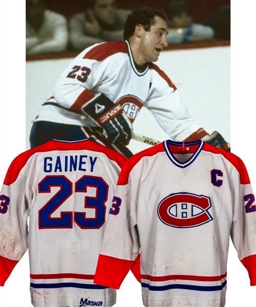 Bob Gainey’s Early-To-Mid-1980s Montreal Canadiens Game-Worn Captain’s Jersey – 140+ Team Repairs! - Photo-Matched!