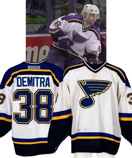 Pavol Demitras 2000-01 St Louis Blues Game-Worn Playoffs Jersey with COA - Photo-Matched to Conference Finals!