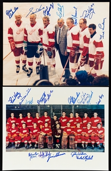 Detroit Red Wings Signed, Multi-Signed and Team-Signed Photos (11) Including Deceased HOFers Howe, Lindsay, Abel, Gadsby, Kelly, Pronovost and HOFer Delvecchio