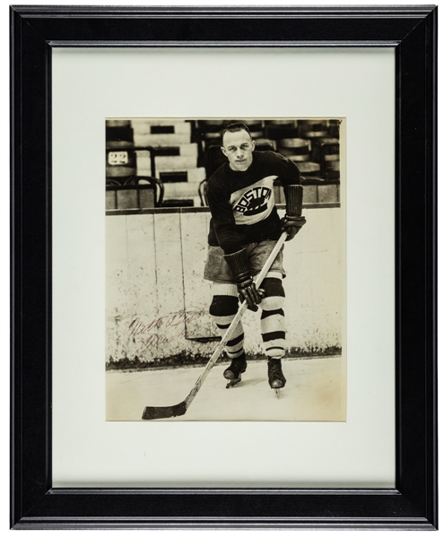 Deceased HOFer Eddie Shore Signed Boston Bruins Framed Photo (13" x 16") - The Brent Sobie Antique Hockey and Baseball Collection 