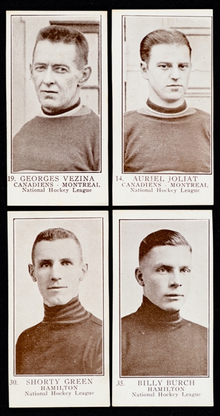 1923-24 William Paterson V145-1 Hockey Cards (23) Including HOFers #14 Aurele Joliat Rookie (trimmed) and #19 Georges Vezina (trimmed)