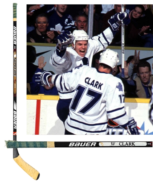 Wendel Clarks Mid-to-Late-1990s Toronto Maple Leafs Bauer Supreme Game-Used Stick From the Personal Collection of Dino Ciccarelli with His Signed LOA