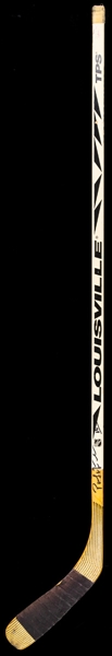 Pat LaFontaine’s 1997-98 New York Rangers Signed Louisville Fibre Force Game-Used Stick From the Personal Collection of Dino Ciccarelli with His Signed LOA