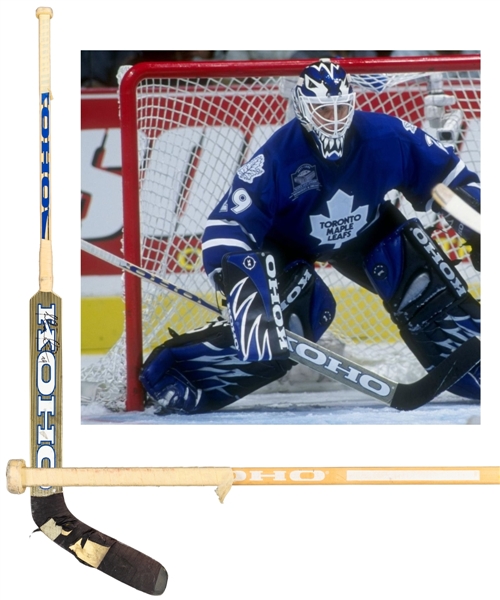 Felix Potvins 1998-99 Toronto Maple Leafs/New York Islanders Koho Revolution Game-Used Stick From the Personal Collection of Dino Ciccarelli with His Signed LOA  