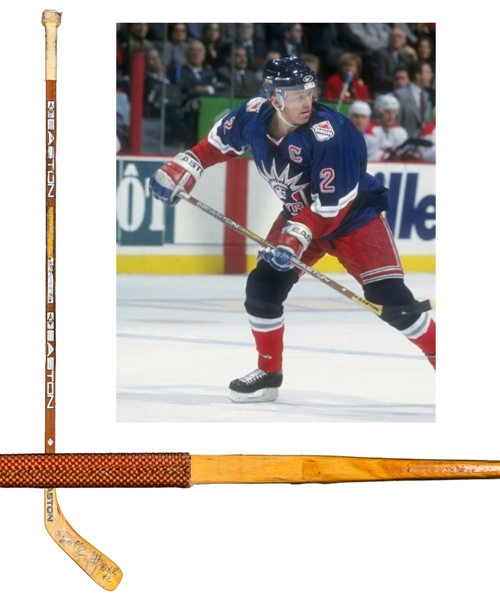 Brian Leetch’s Mid-to-Late-1990s New York Rangers Signed Easton Ultra Lite Game-Used Stick From the Personal Collection of Dino Ciccarelli with His Signed LOA