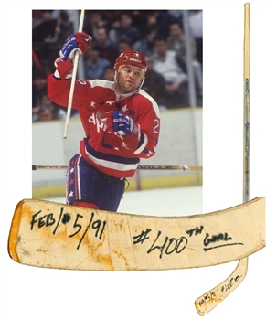 Dino Ciccarellis February 5th 1991 Washington Capitals 400th Goal Game-Used Stick From His Personal Collection with His Signed LOA