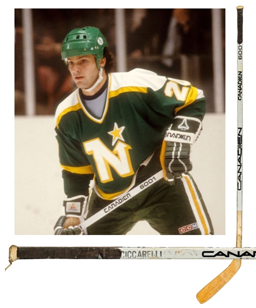 Dino Ciccarellis 1980-81 Minnesota North Stars "1st NHL Career Goal" Canadien 6001 Game-Used Stick From His Personal Collection with His Signed LOA