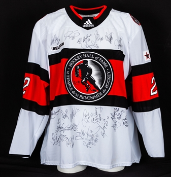 Dino Ciccarellis 2018 Hockey Hall of Fame Game Multi-Signed Team Belfour Game-Worn Jersey From His Personal Collection with His Signed LOA 