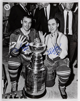 Frank Mahovlich & Deceased HOFer Red Kelly Dual Signed Stanley Cup Champions Photo (11" x 14") with LOA