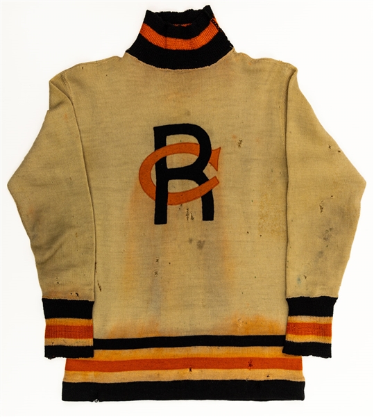1920s Ridley College Wool High-Neck Hockey Jersey with 1927 Framed Ridley College Team Photo (12 1/2" x 14 1/2") - The Brent Sobie Antique Hockey and Baseball Collection