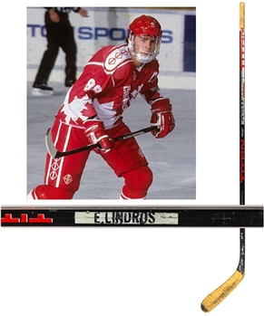 Eric Lindros Late-1980s/Early-1990s Canada National Team Pre-NHL Signed Titan Game-Used Stick from His Personal Collection with His Signed LOA