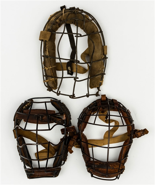 1890s to 1920s Baseball Catchers Mask Collection of 3 including Goldsmith and Ken-Wel Models Plus Early-1900s Baseball Collection of 4 - The Brent Sobie Antique Hockey and Baseball Collection