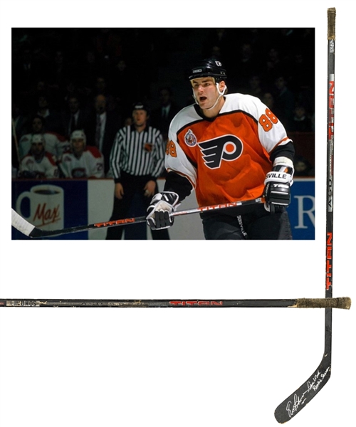 Eric Lindros 1992-93 Philadelphia Flyers Titan ASD 6000 Game-Used Rookie Season Stick from His Personal Collection with His Signed LOA - Stick Signed with Annotation "Game Used Rookie Season"
